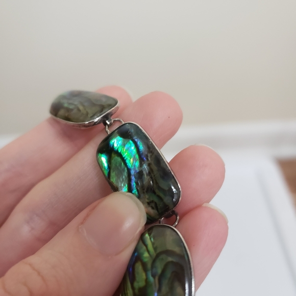 Abalone Shell Bracelet Toggle Closure Silver Color - Picture 7 of 9